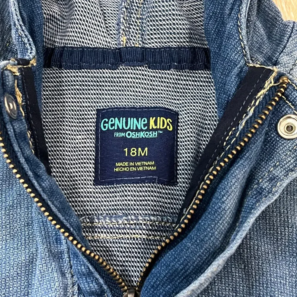 NEW Oshkosh Denim Pullover Hoodie 18 Months Medium Wash